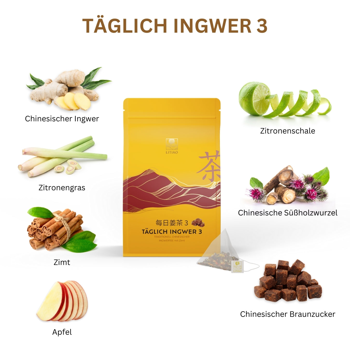 TÄGLICH INGWER-Set mit 3 Ingwertees - LITIAO